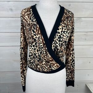 Cosabella Leopard Print Long Sleeve Pullover SAPNA Top - NWT